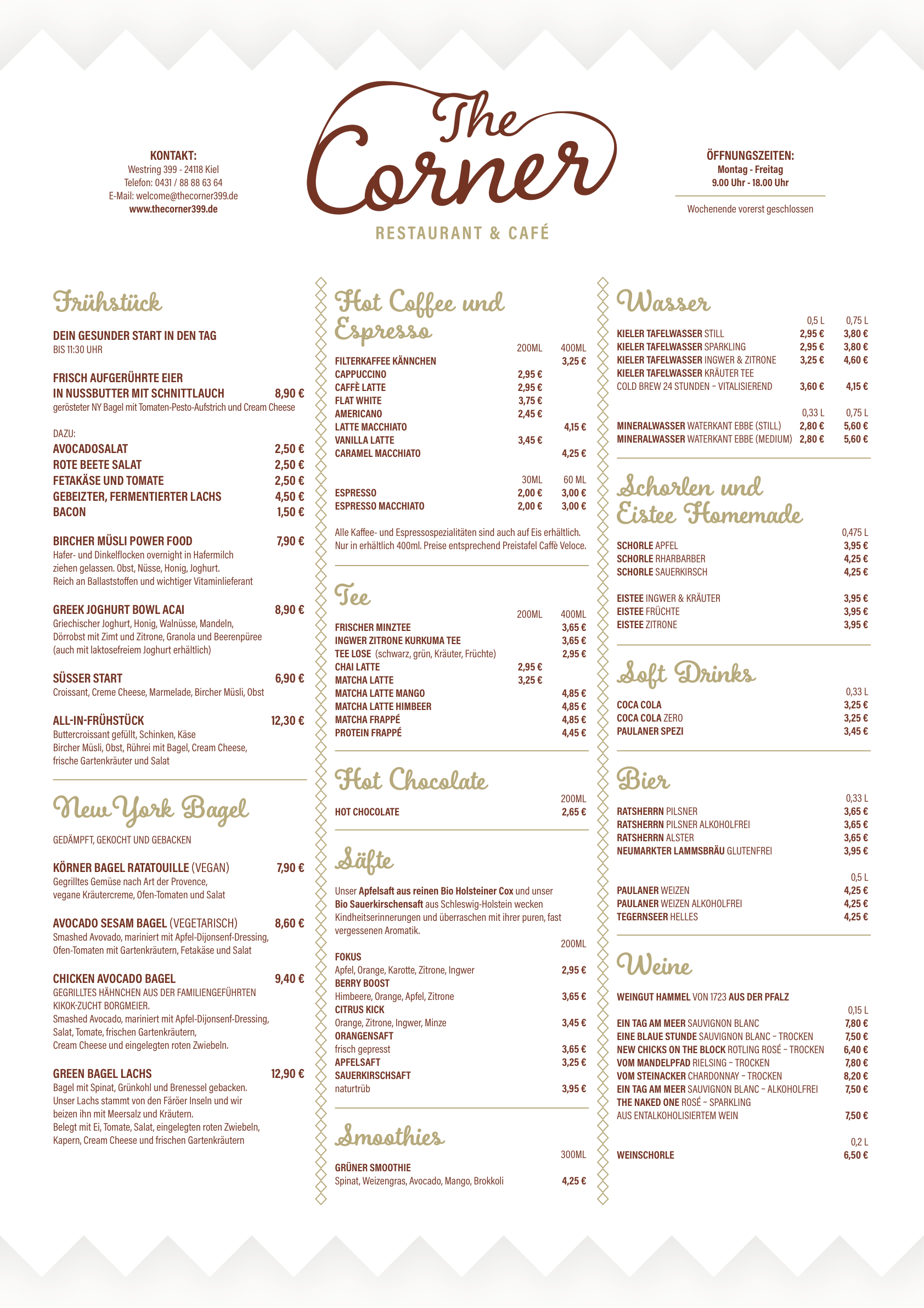 The Corner Speisekarte – Seite 2